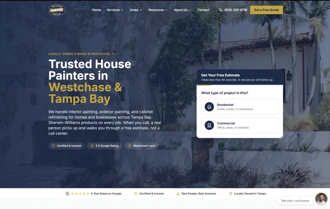 Westchase Painting, website built by ServiceLine Pro